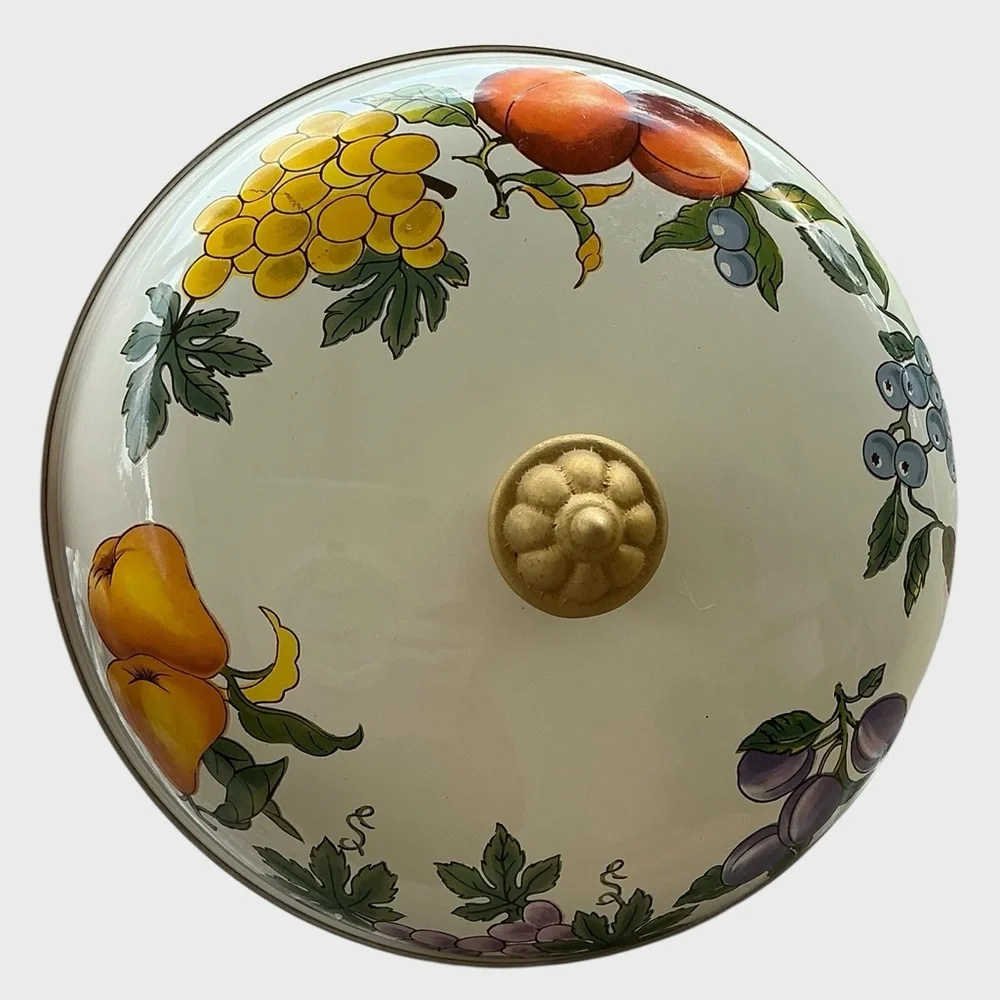 Tabletops Unlimited Essence Enamelware Lid 10” Replacement Pot Lid Vintage Fruit